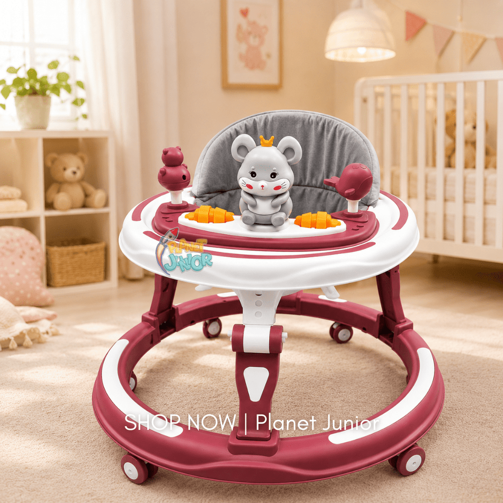 Interactive Baby Learning Walker with Music, Activity Tray & Padded Seat