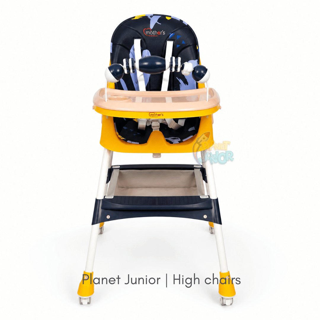 MotherCare Baby Feeding High Chair with Toy Bar - Blue & Yellow