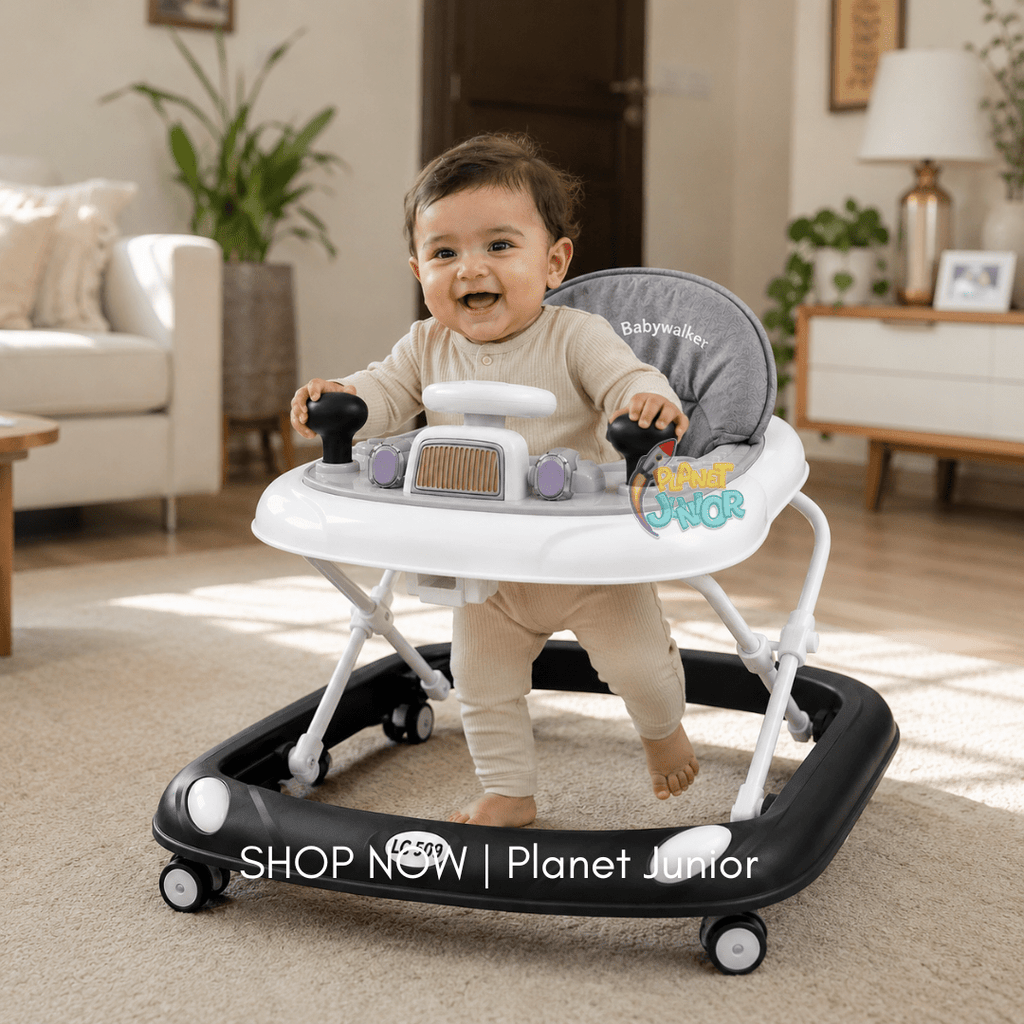 Foldable Baby Learning Walker with Comfort Seat & Activity Tray