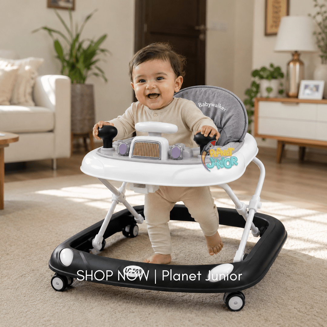Foldable Baby Learning Walker with Comfort Seat & Activity Tray