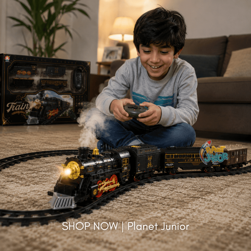 Remote Control 44-Piece Classic Train Set with Carriages, Sound & Track