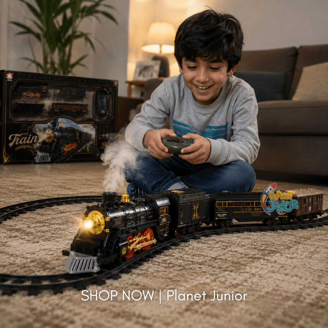 Remote Control 44-Piece Classic Train Set with Carriages, Sound & Track