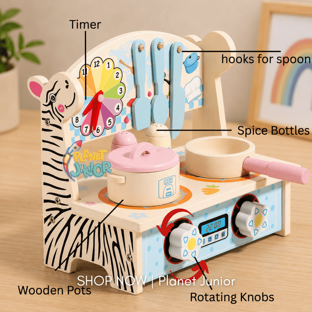 Wooden Little Chef Pretend Kitchen Cooking Set for Kids