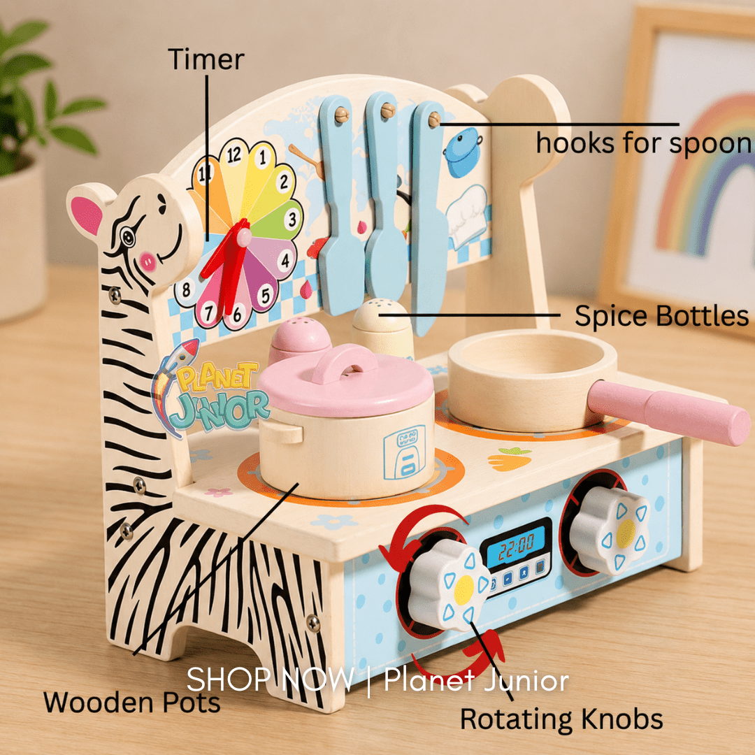 Wooden Little Chef Pretend Kitchen Cooking Set for Kids