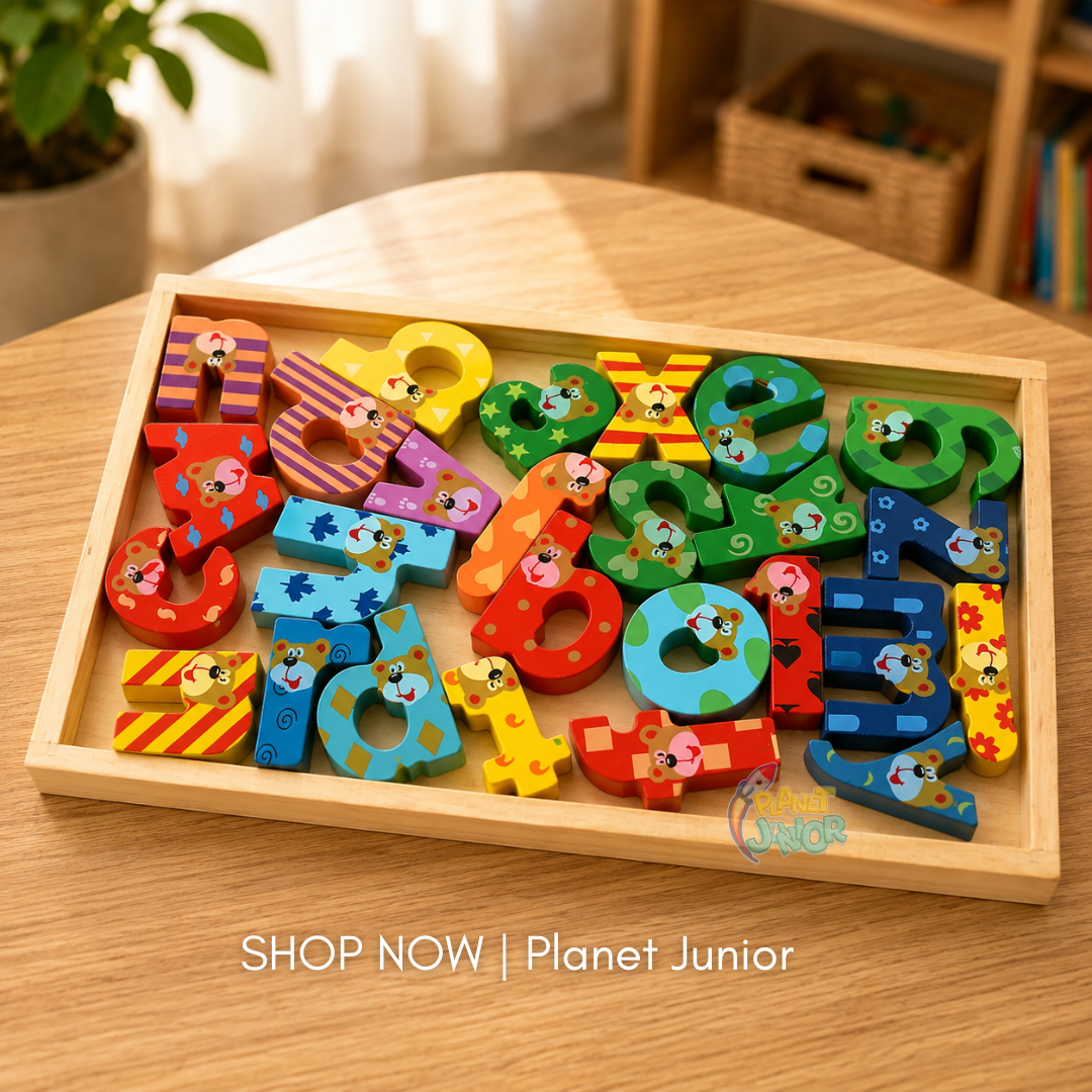 Wooden Bear Alphabet Lacing Puzzle Learning Set