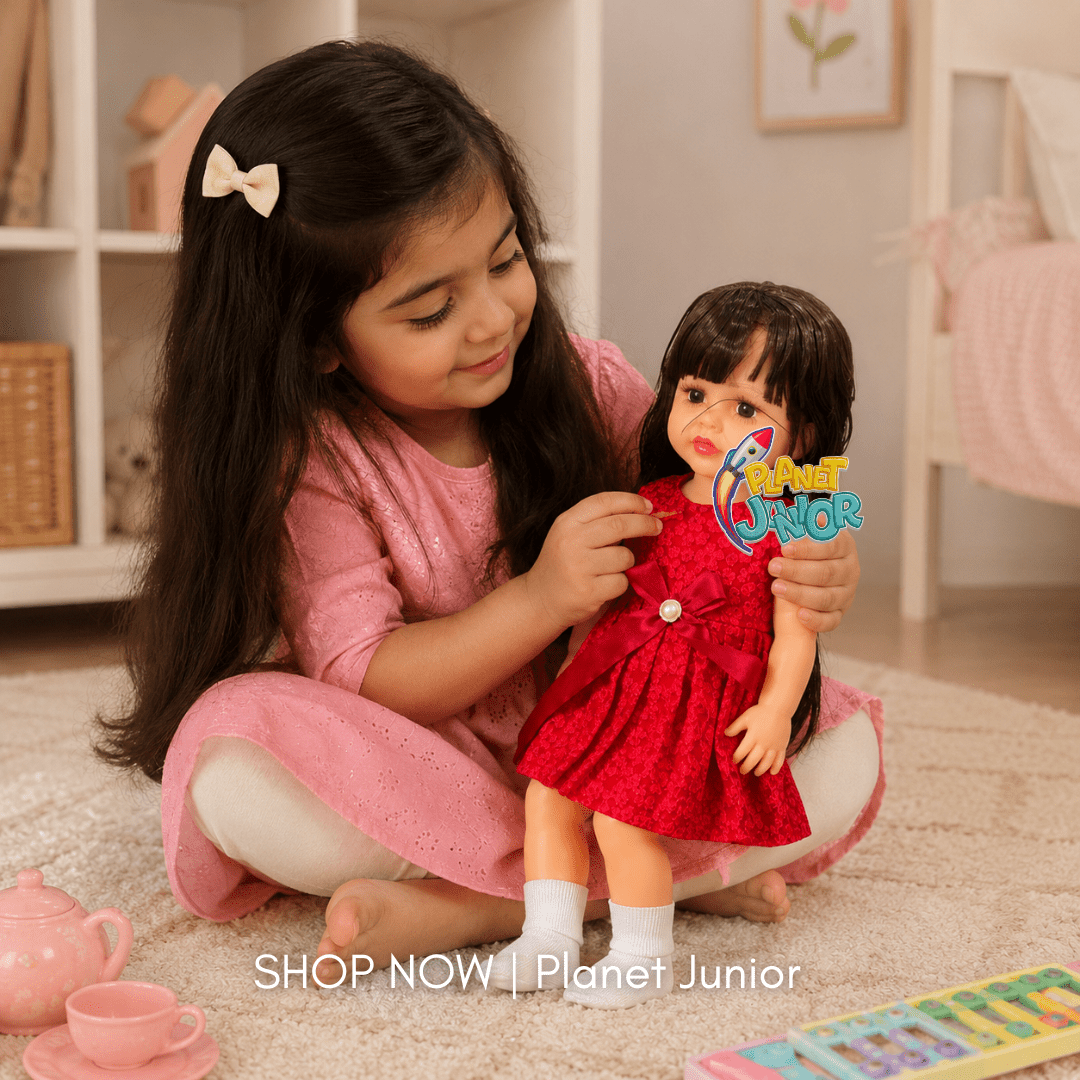 Beautiful Long Hair Girl Doll with Elegant Red Dress & Gift Box