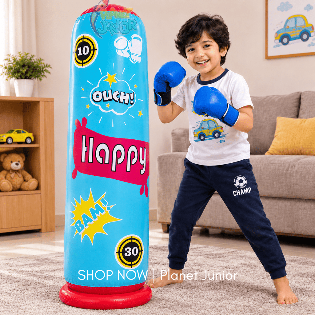 Blue Inflatable Kids Boxing Punching Bag – Freestanding Punch Trainer | 3.5Ft