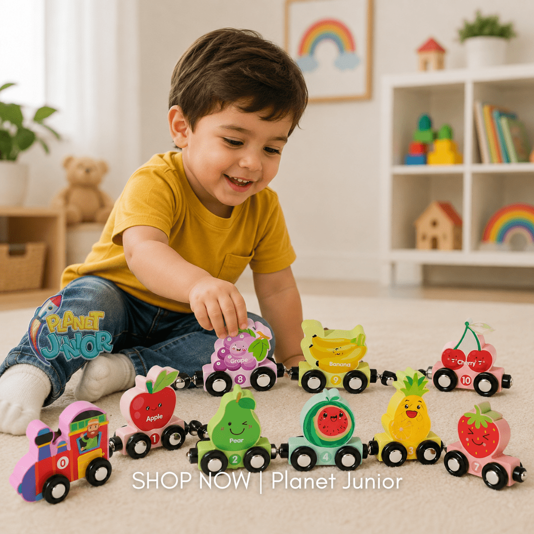 Wooden Magnetic Fruit Train – Number, Color & Fruit Learning Toy