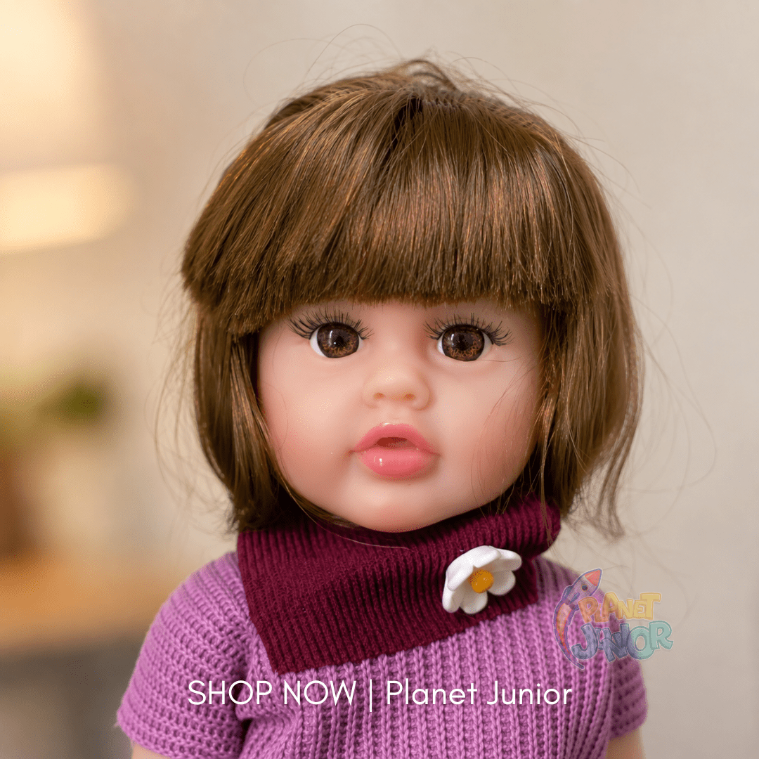 Realistic Fashion Baby Doll with Knitted Romper & Flower Detail