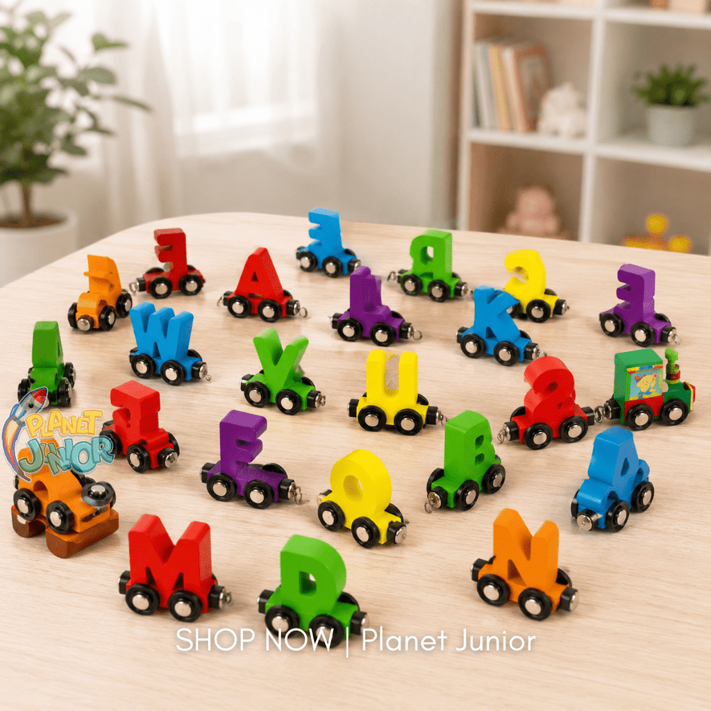 Wooden Magnetic Alphabet Train Set – A–Z Learning & Connecting Toy