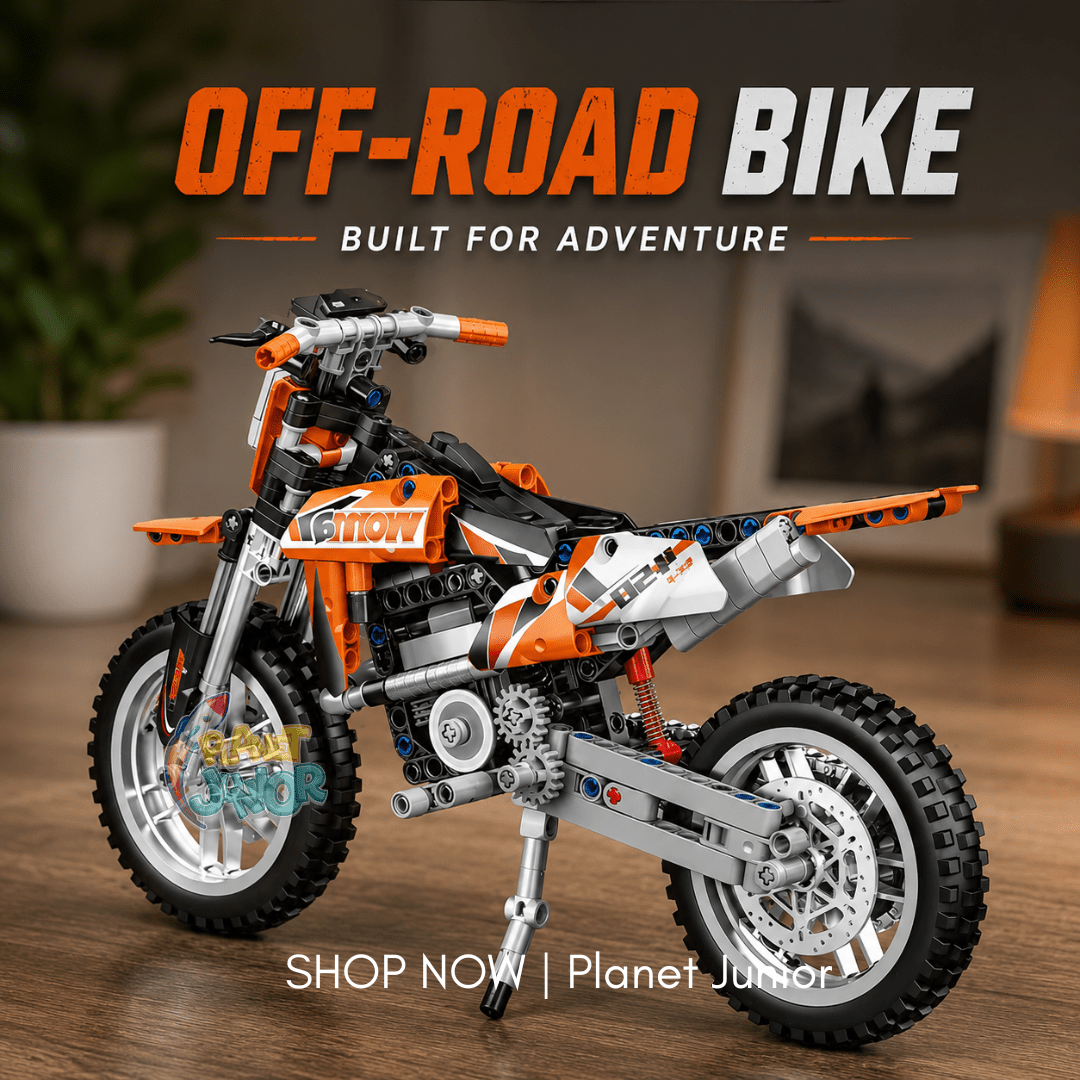 Off-Road Motorcycle Legos Set with Working Chain Drive
