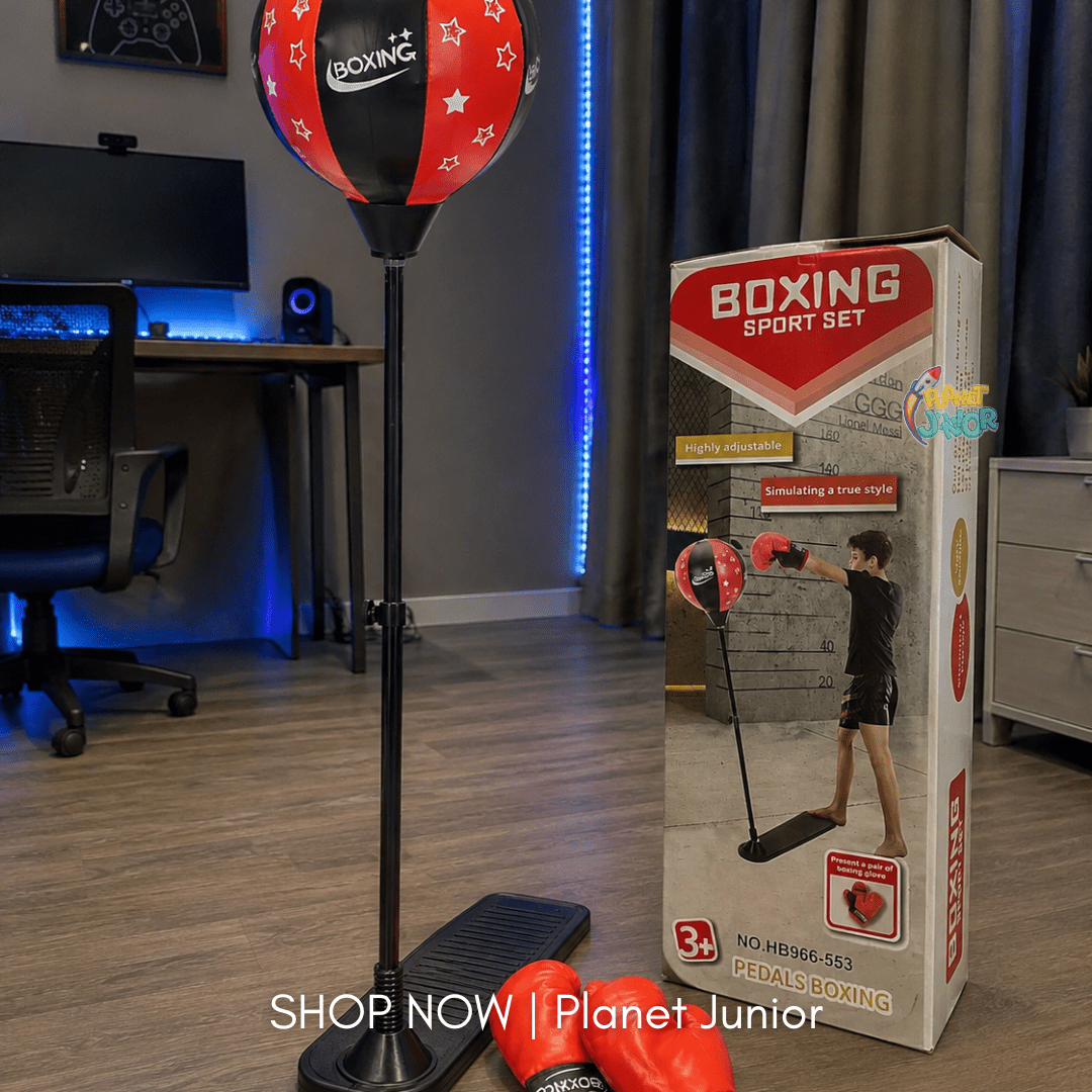Adjustable Kids Boxing Sport Set with Freestanding Punching Ball