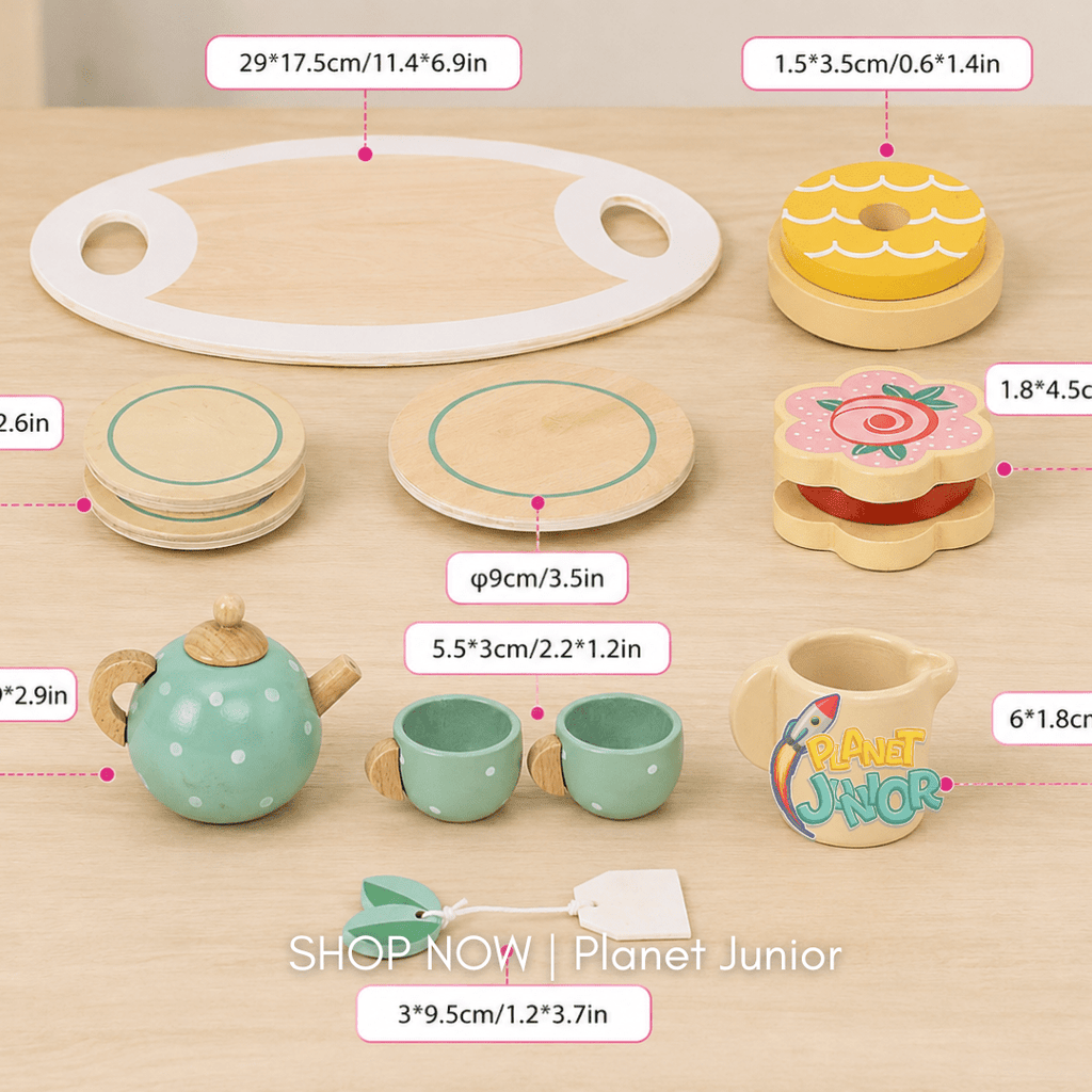 Wooden Afternoon Tea Party Play Set – 15 Pieces