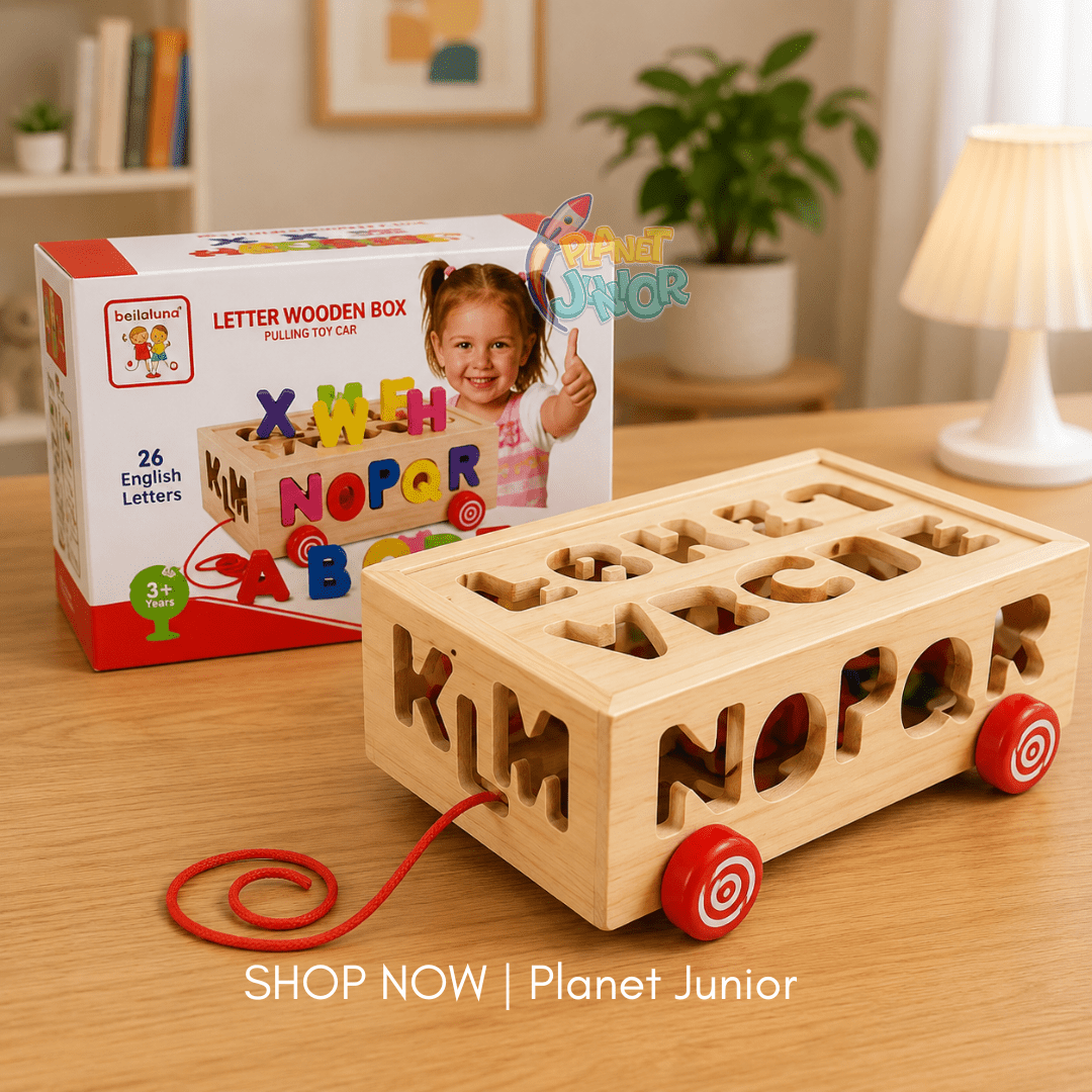 Wooden Alphabet Sorting & Pull-Along Learning Box for Kids