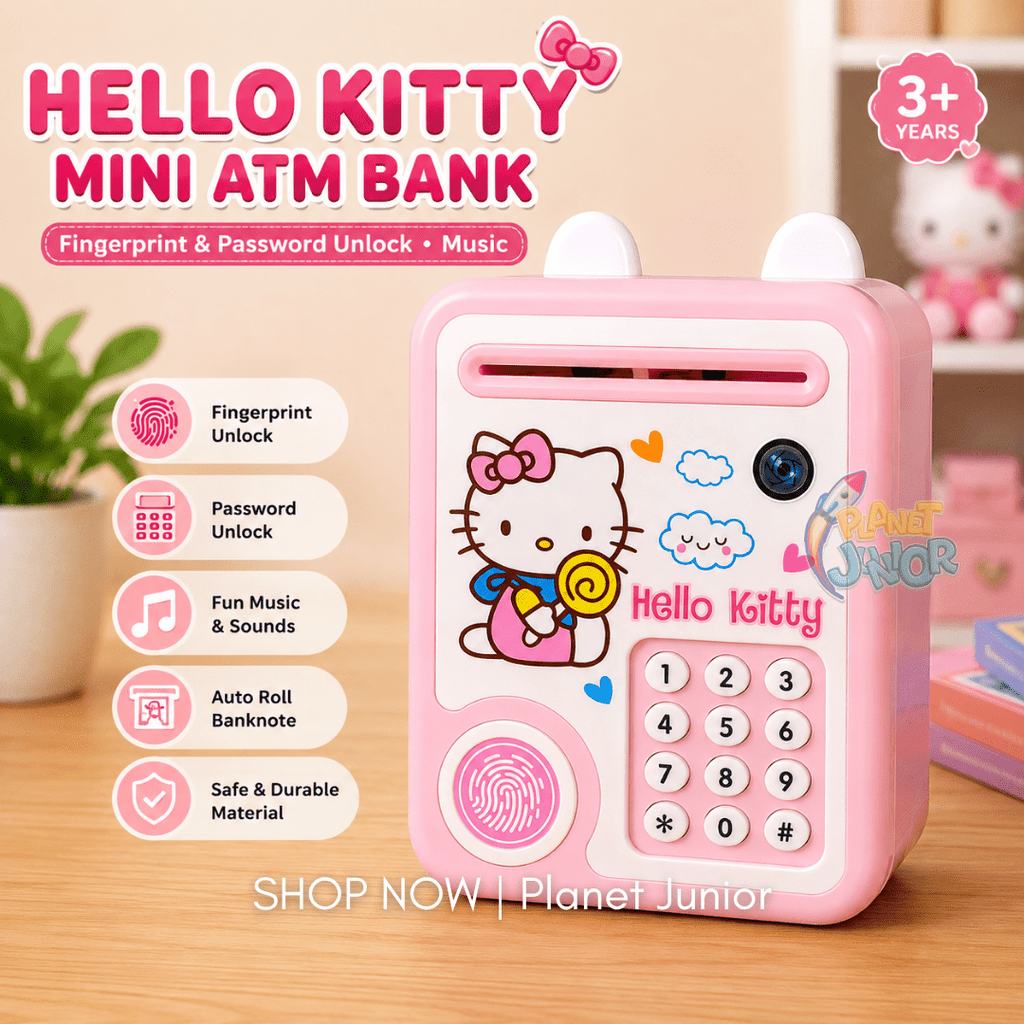 Hello Kitty Mini ATM Bank with Fingerprint & Password Unlock & Music