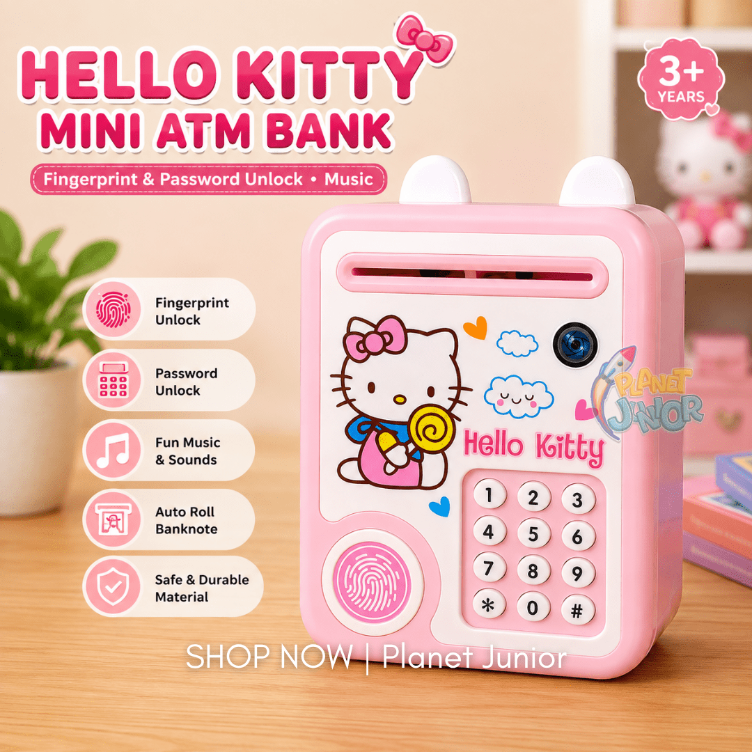 Hello Kitty Mini ATM Bank with Fingerprint & Password Unlock & Music