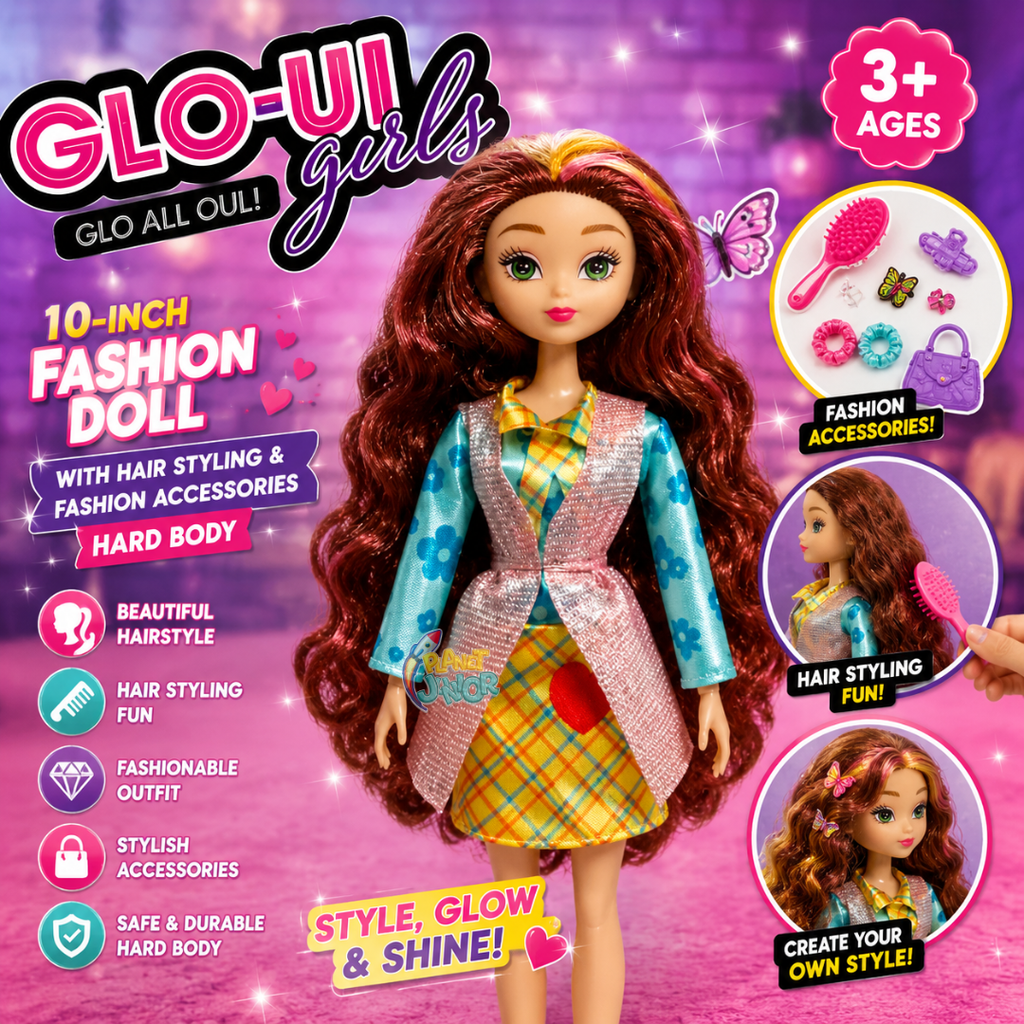 10-Inch Fashion Doll with Hair Styling &  Fashion Accessories – Hard Body