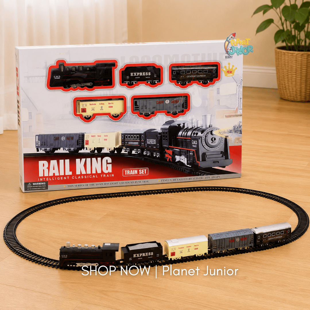 Rail King Classical Steam Train Set with Light, Sound & Track