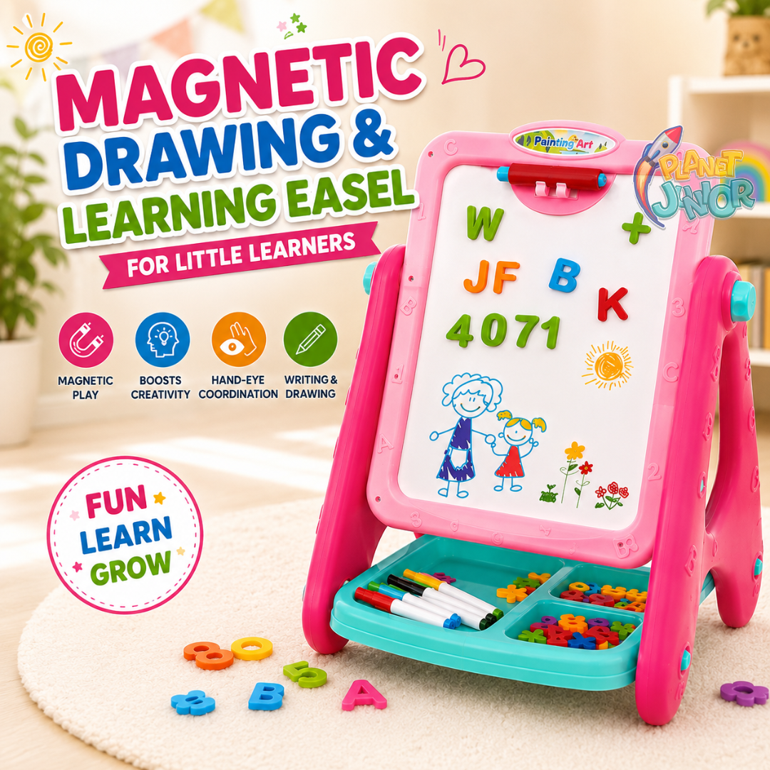 2in1 Kids Magnetic Drawing & Learning Easel – Creative Art & Writing Board