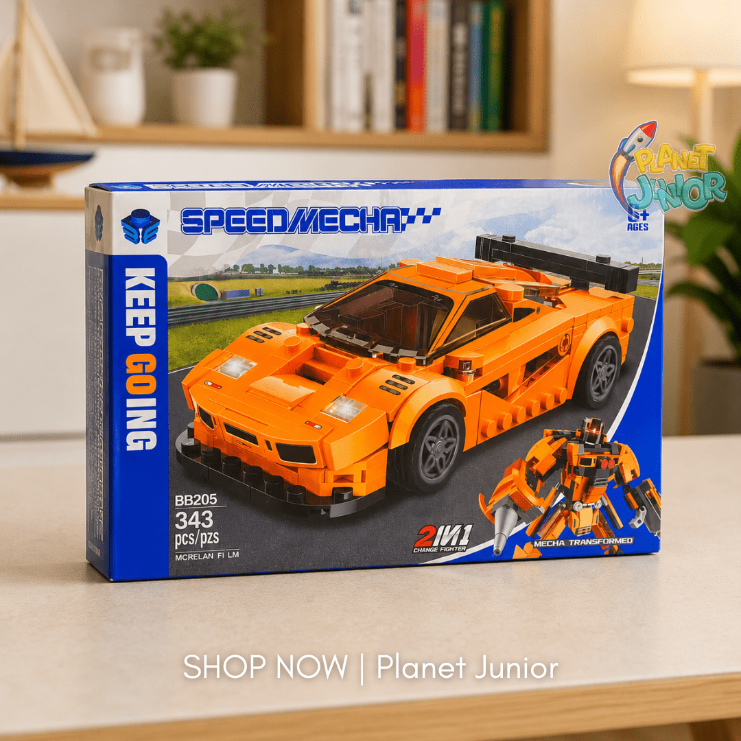 2-in-1 Transforming Sports Car & Mecha Robot Building Blocks Set – 343 Pcs