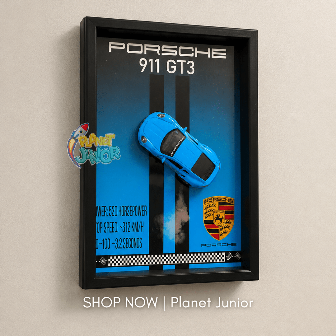 Porsche 911 GT3 Wall Diecast Car Frame | 3D Sports Car Wall Décor