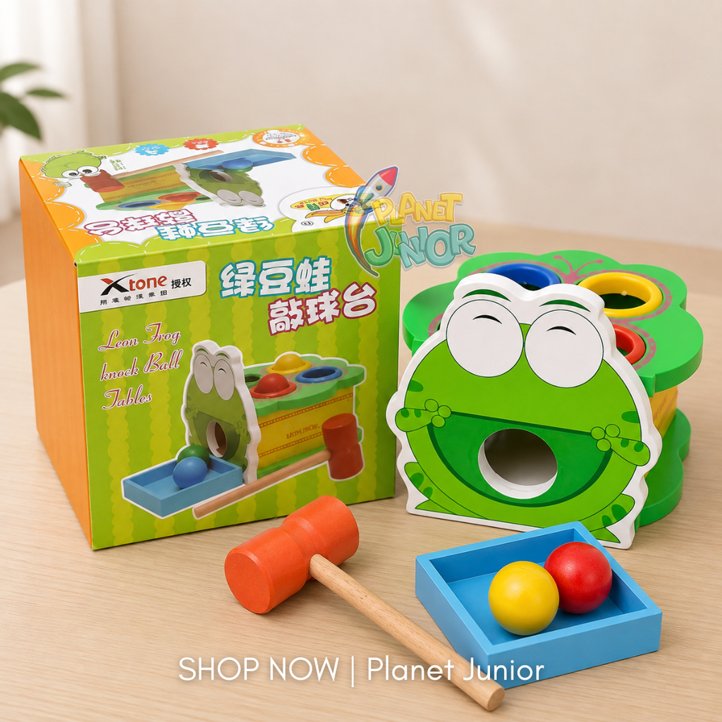 Wooden Frog Knock Ball Hammering Game for Kids
