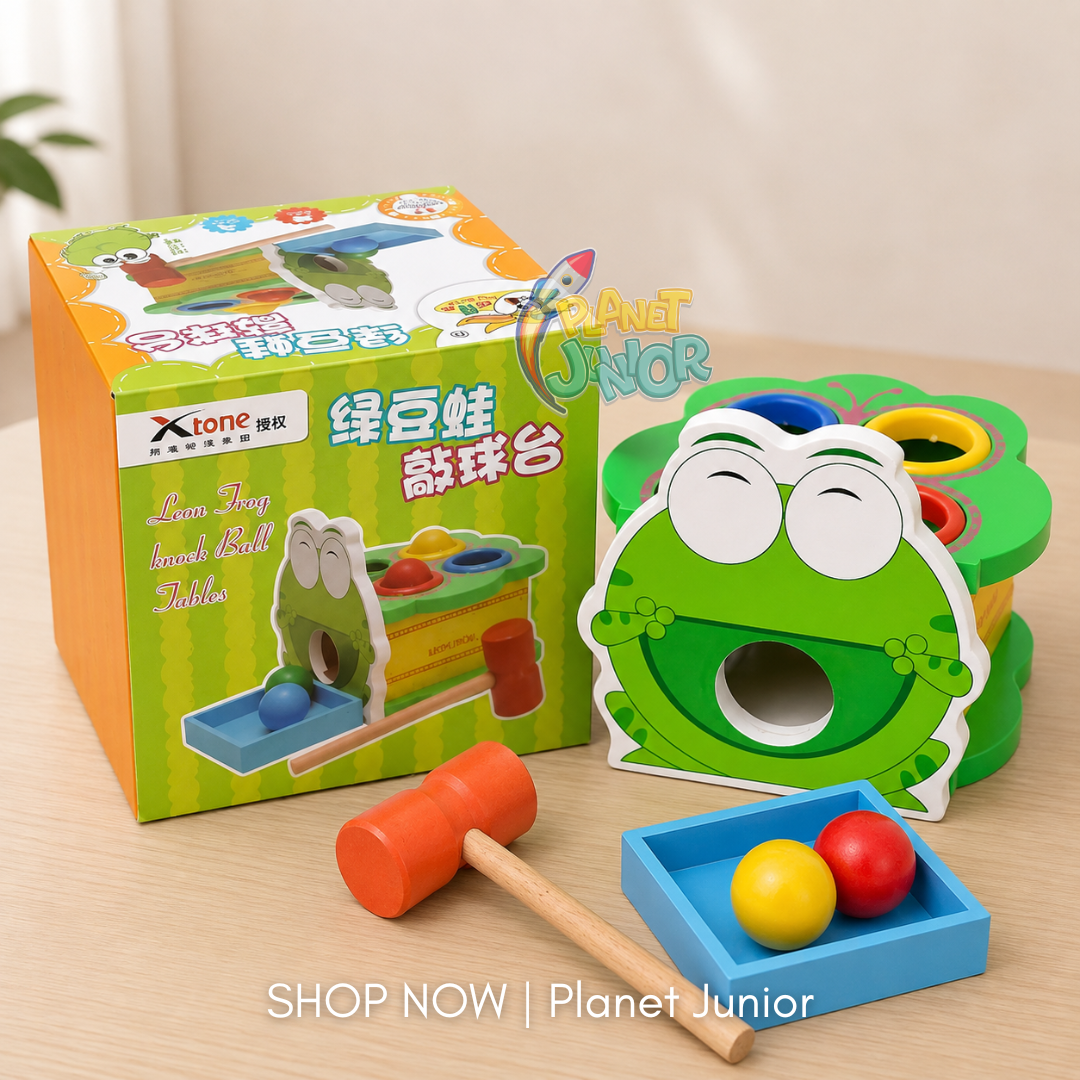 Wooden Frog Knock Ball Hammering Game for Kids