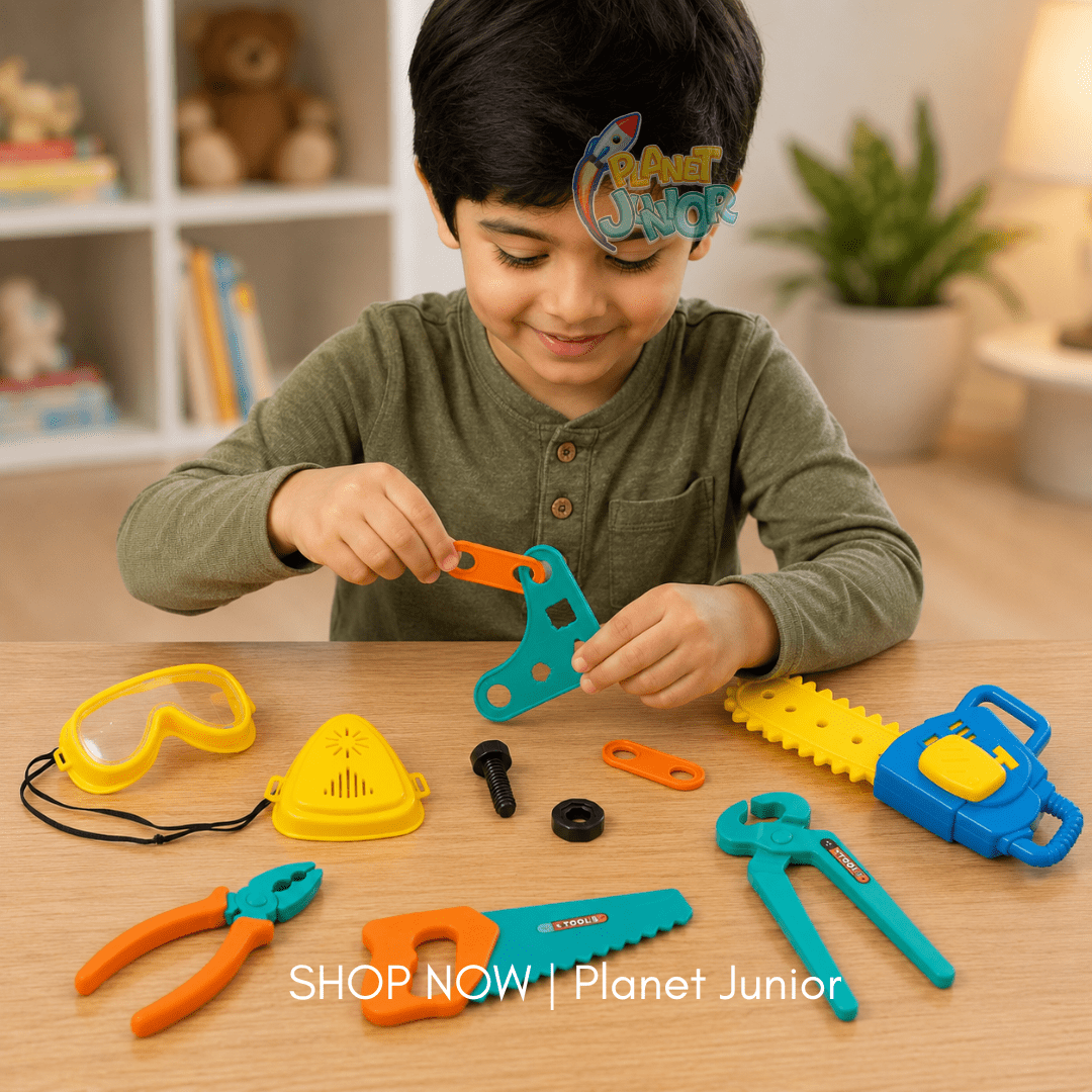 Kids Tool Set with Saw, Pliers, Safety Goggles & Play Accessories