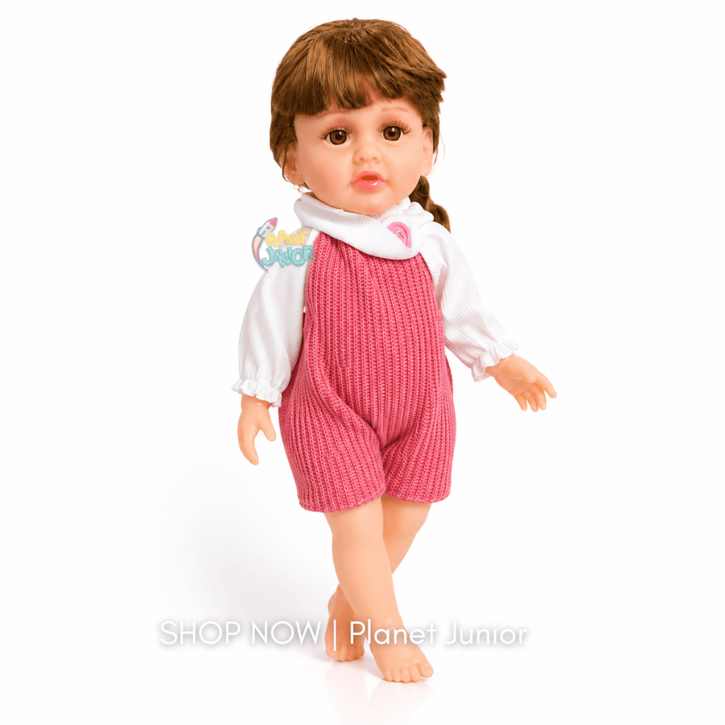 Realistic Fashion Doll with Pink Knitted Outfit & Long Hair