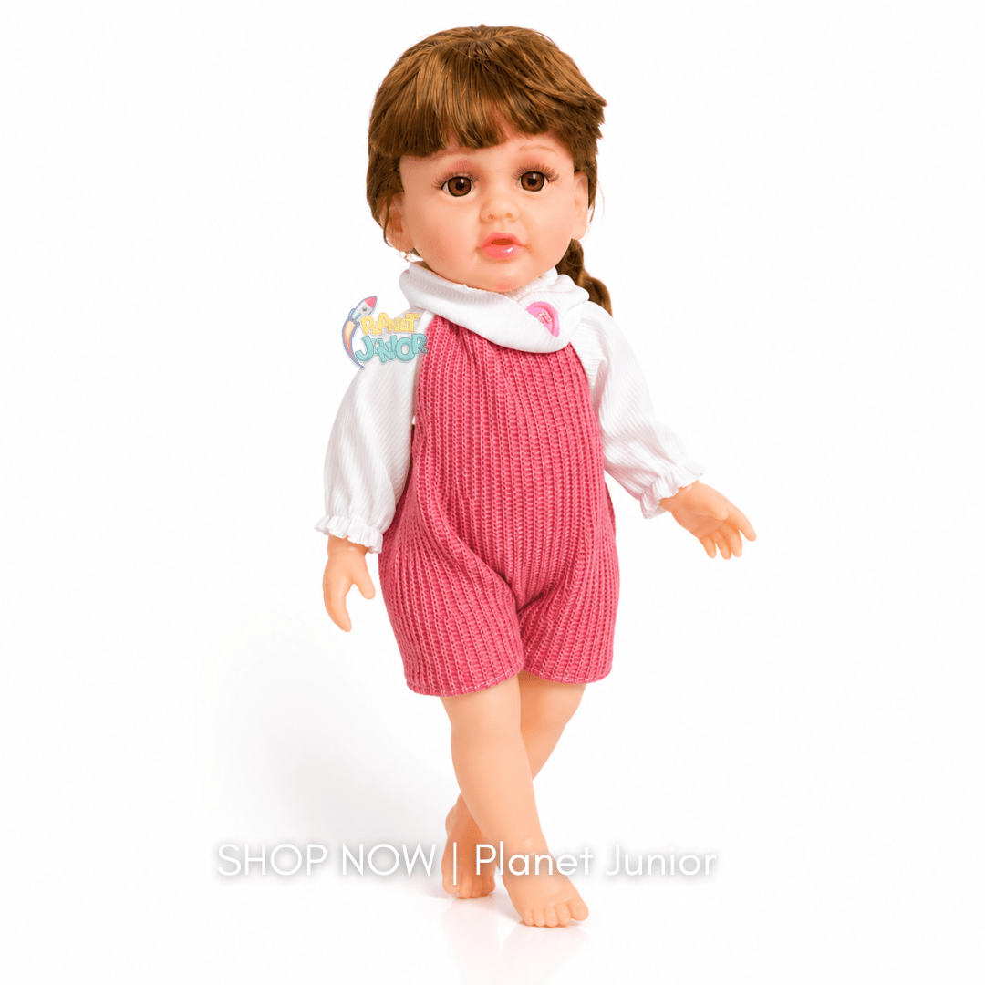 Realistic Fashion Doll with Pink Knitted Outfit & Long Hair