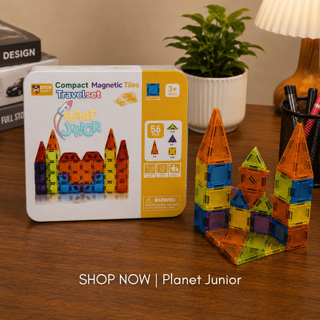 56 PCS Travel Friendly Magnetic Tiles Creative Building Travel Set for Kids