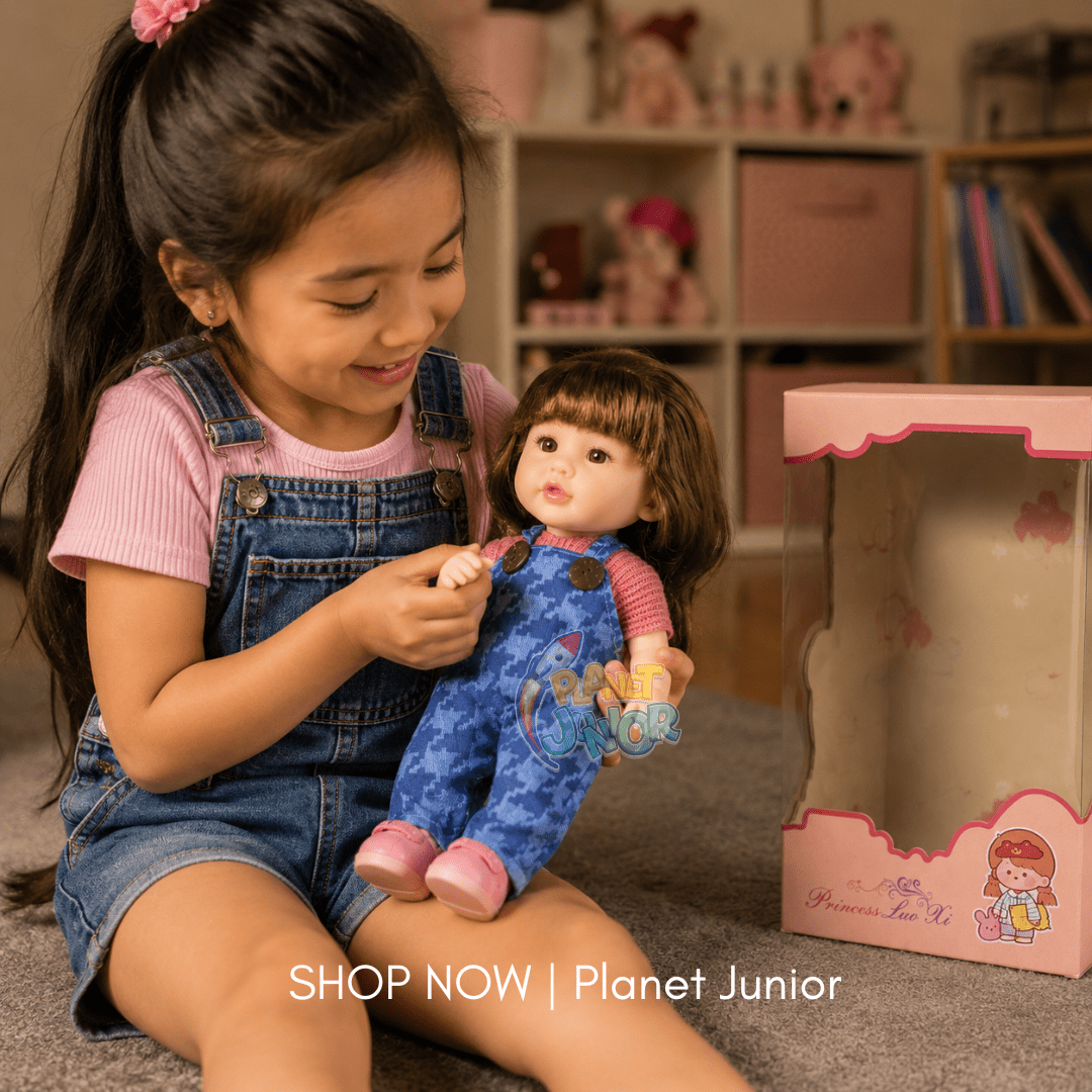 Adorable Fashion Girl Doll with Blue Overalls & Long Hair