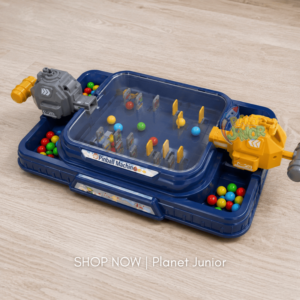 Kids Tabletop Pinball Arena Game with Dual Hammer Launchers & Colorful Balls