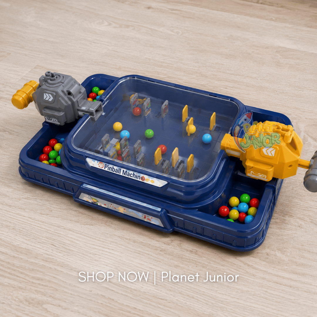 Kids Tabletop Pinball Arena Game with Dual Hammer Launchers & Colorful Balls