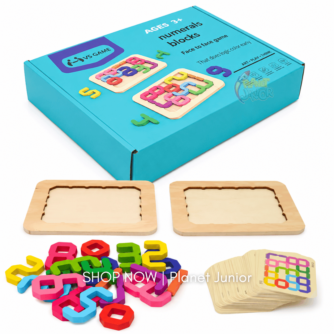 Wooden Number Blocks Puzzle Board – Montessori Early Learning Educational Toy