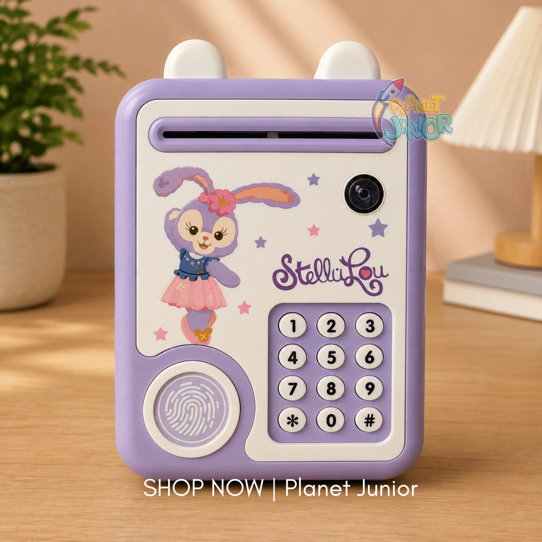 Stella Mini ATM Bank with Fingerprint & Password Unlock, Music & Automatic Banknote Rolling