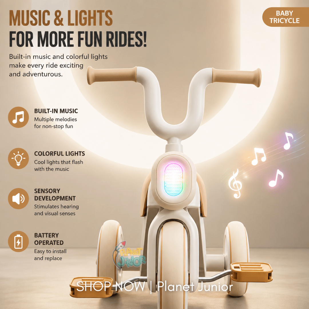 Kids Push Handle Tricycle with Lights & Music