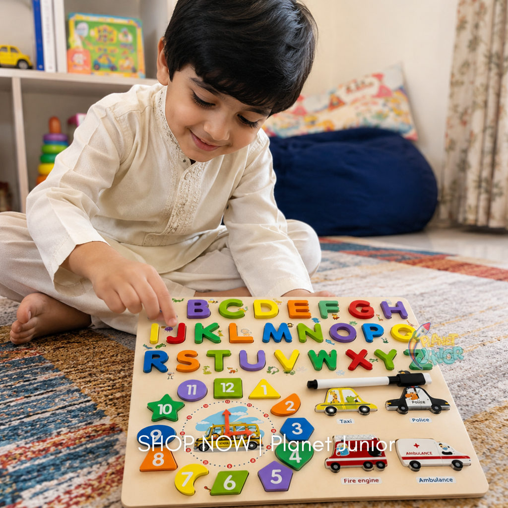2-in-1 Montessori Wooden Learning Puzzle + Whiteboard