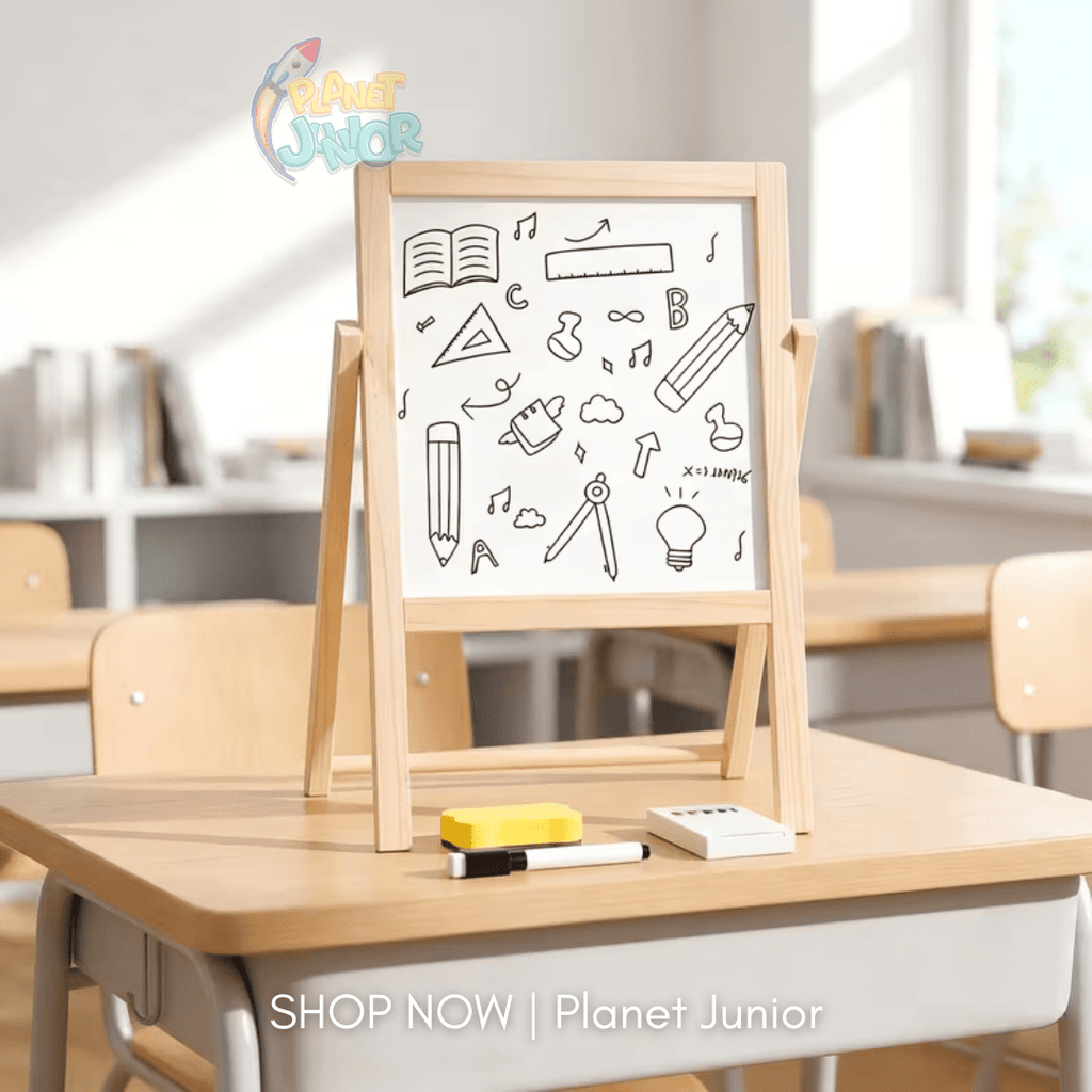 Wooden Double-Sided Drawing Board with Magnetic Letters & Numbers for Kids