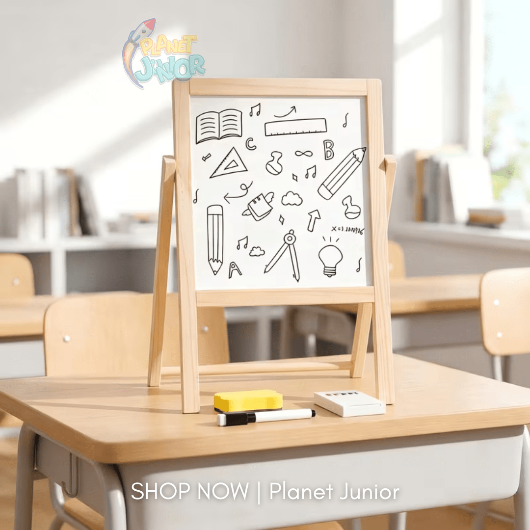 Wooden Double-Sided Drawing Board with Magnetic Letters & Numbers for Kids
