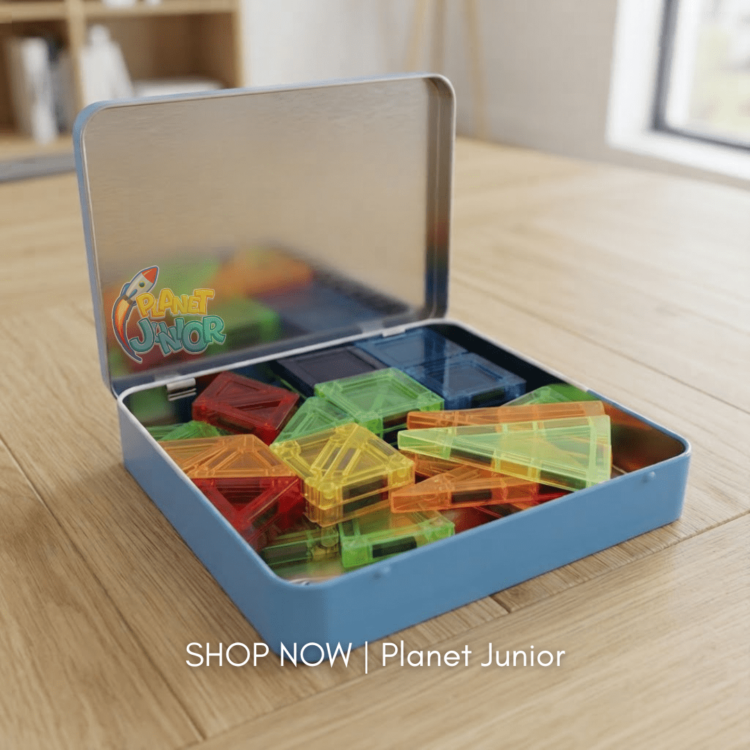 42 PCS Portable Magnetic Tiles Travel Set for Kids