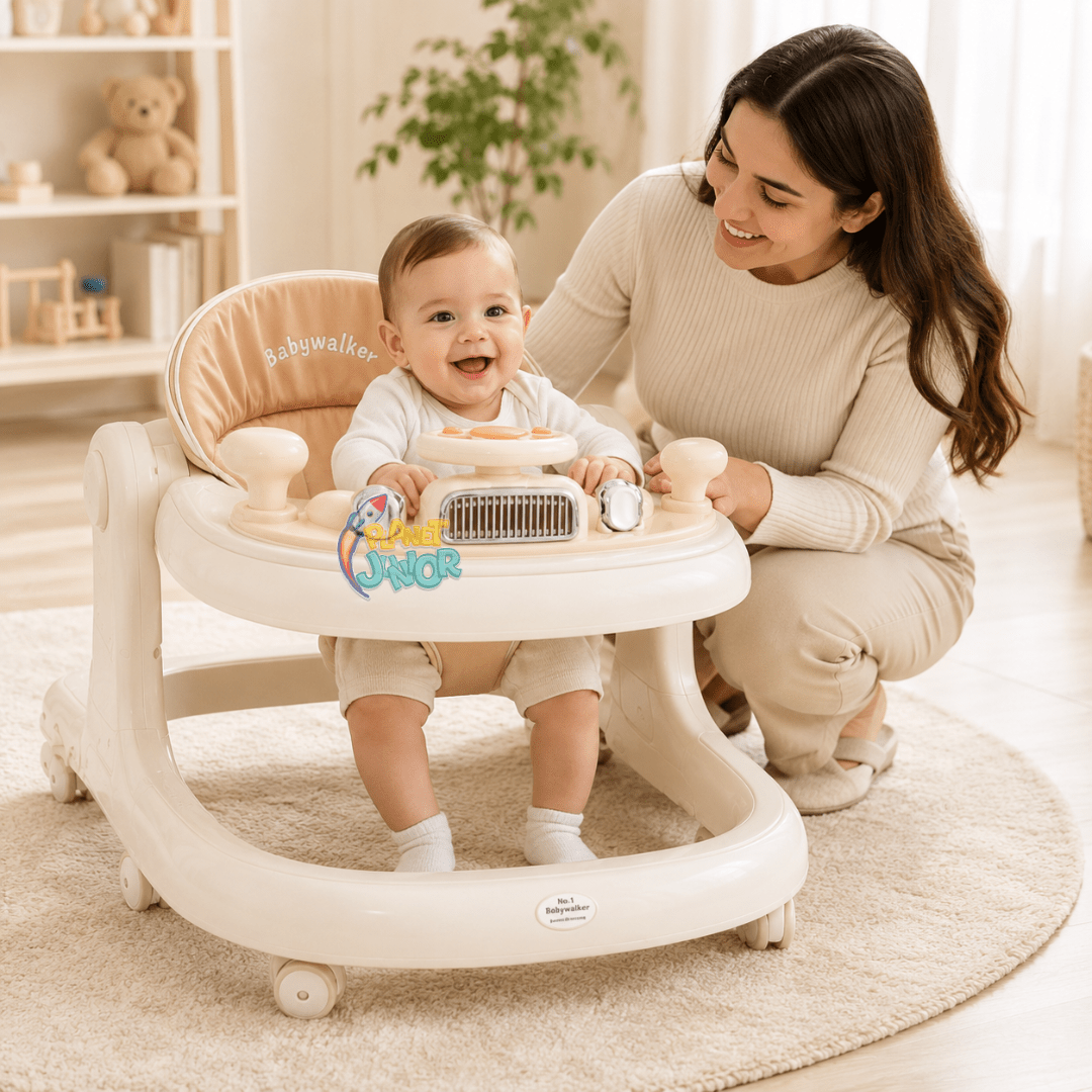 Modern Baby Learning Walker with Activity Tray & Padded Seat