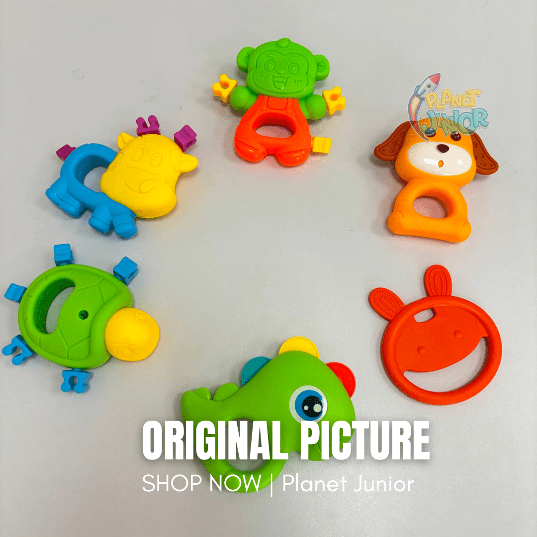 Colorful Animal-Shaped Baby Rattle & Teether Set