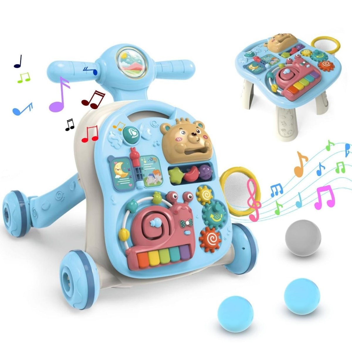 4-in-1 Baby Push Walker With Activity Table & Learning Center