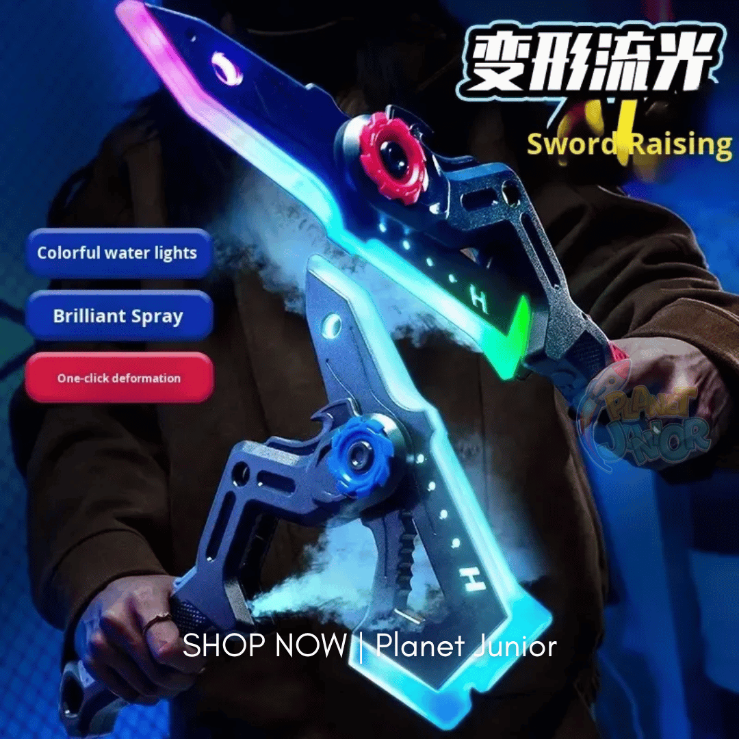 2 in 1 LED Transforming Sword Axe with Spray Mist & Sound