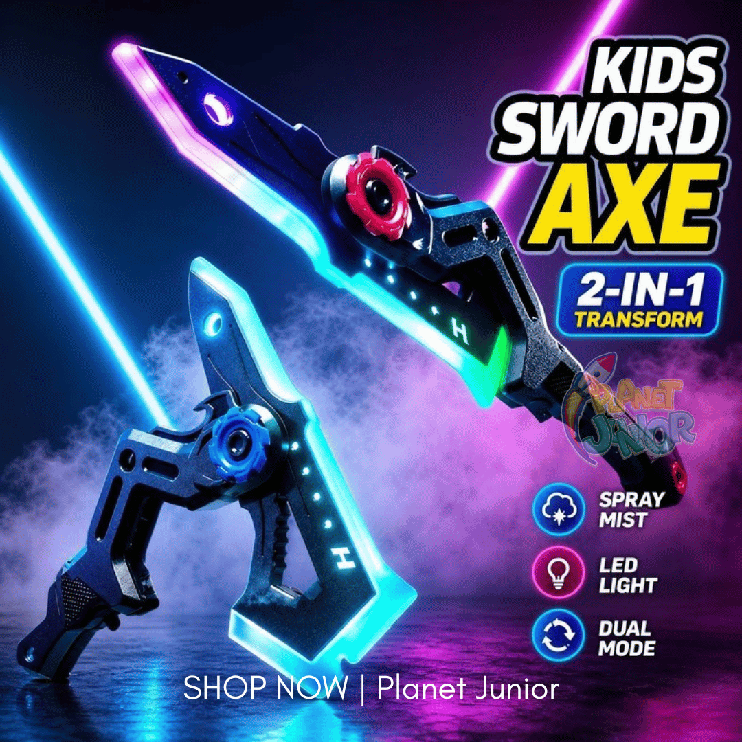 2 in 1 LED Transforming Sword Axe with Spray Mist & Sound