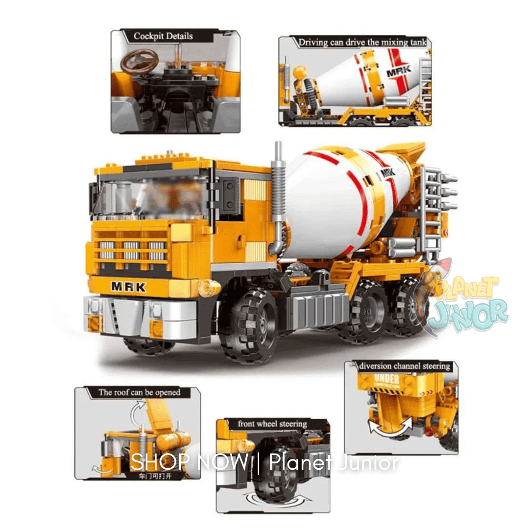 Construction Cement Mixer Truck Building Block Set | 654PCS