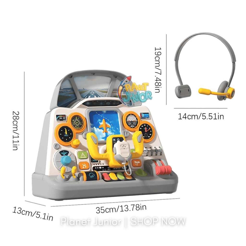 Interactive Airplane Cockpit Toy for Kids – Pretend Flight Simulator with Sounds, Headphones & Interactive Controls
