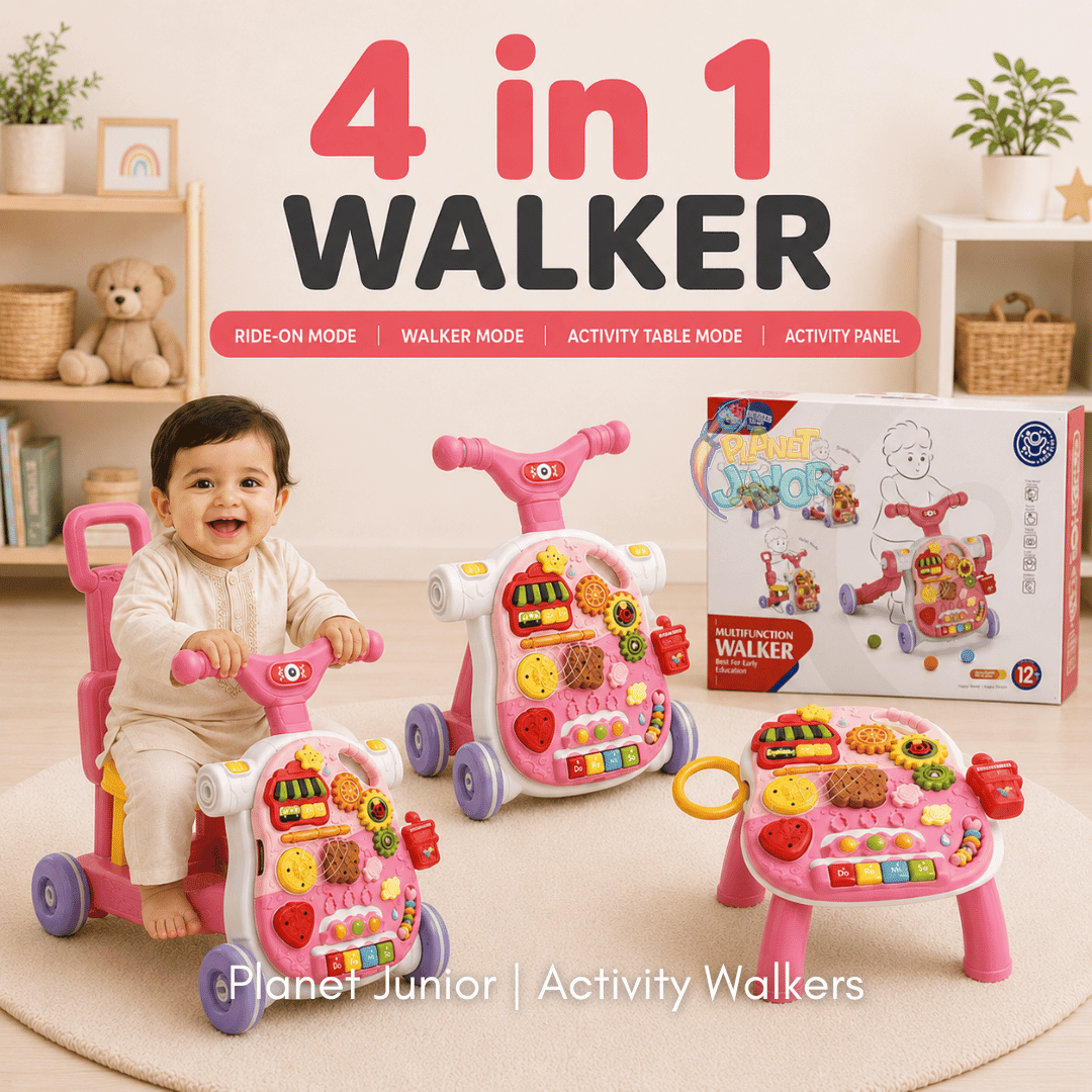Multifunction 4 in 1 Baby Walker – Activity Table, Scooter & Ride-On Learning Walker