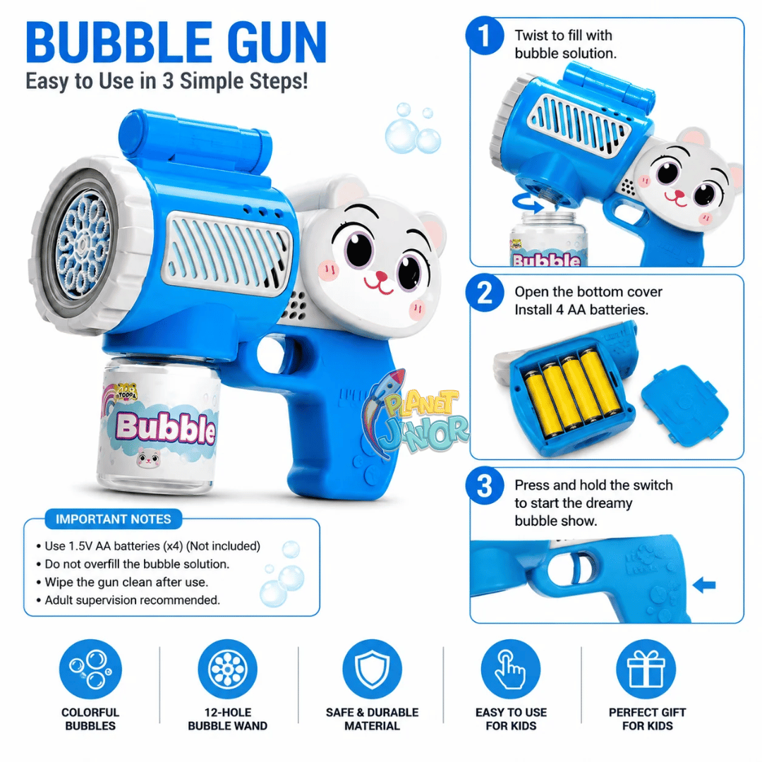 🫧 Zoo Topia Bubble Gun – Kids Bubble Blaster